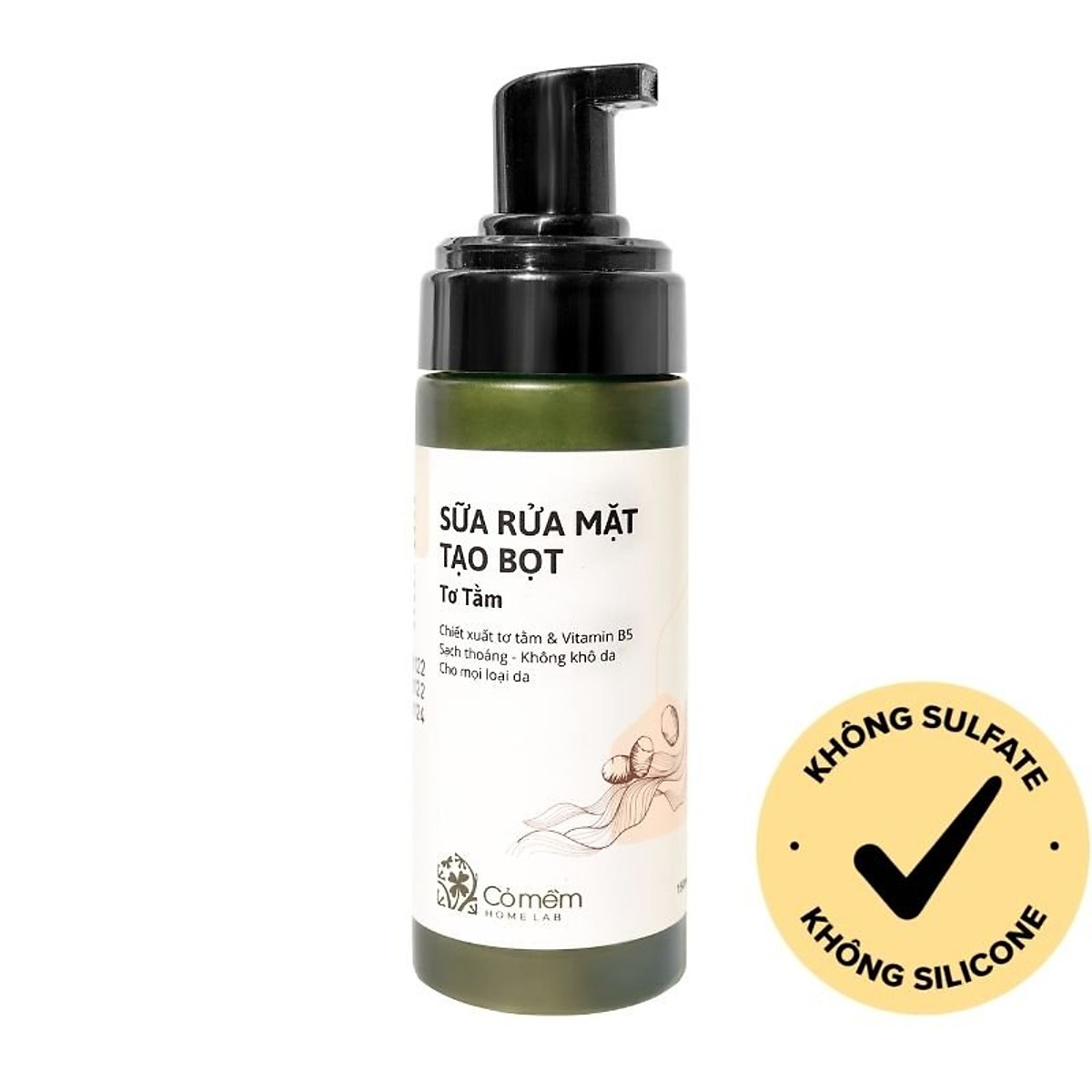 Sữa Rửa Mặt Tạo Bọt Tơ Tằm Sạch Thoáng Không Khô Da Cỏ Mềm 150ml