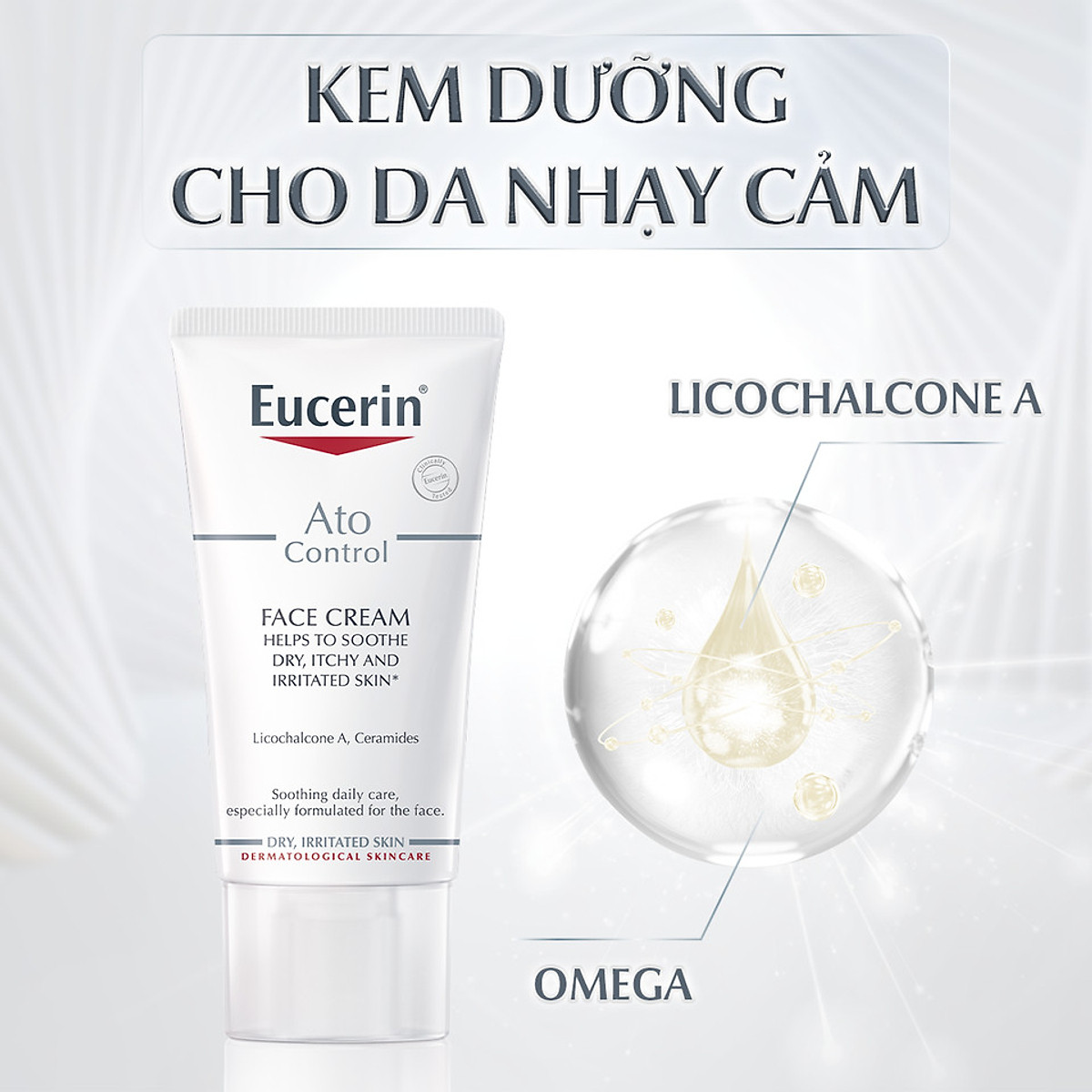 Kem dưỡng ẩm chuyên sâu, tái tạo da nhạy cảm Eucerin AtoControl Face Cream 50ml