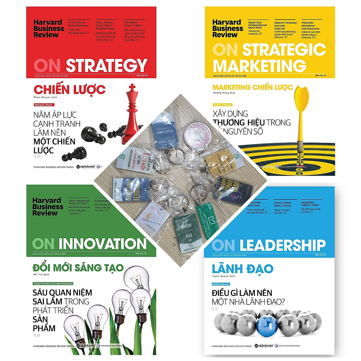 Combo 4 Cuốn HBR : HBR On Innovation - Đổi Mới Sáng Tạo + HBR On Strategy - Chiến Lược + HBR On Strategic Marketing - Marketing Chiến Lược + HBR On Leadership - Lãnh Đạo + Móc Khóa Theo Bookset 