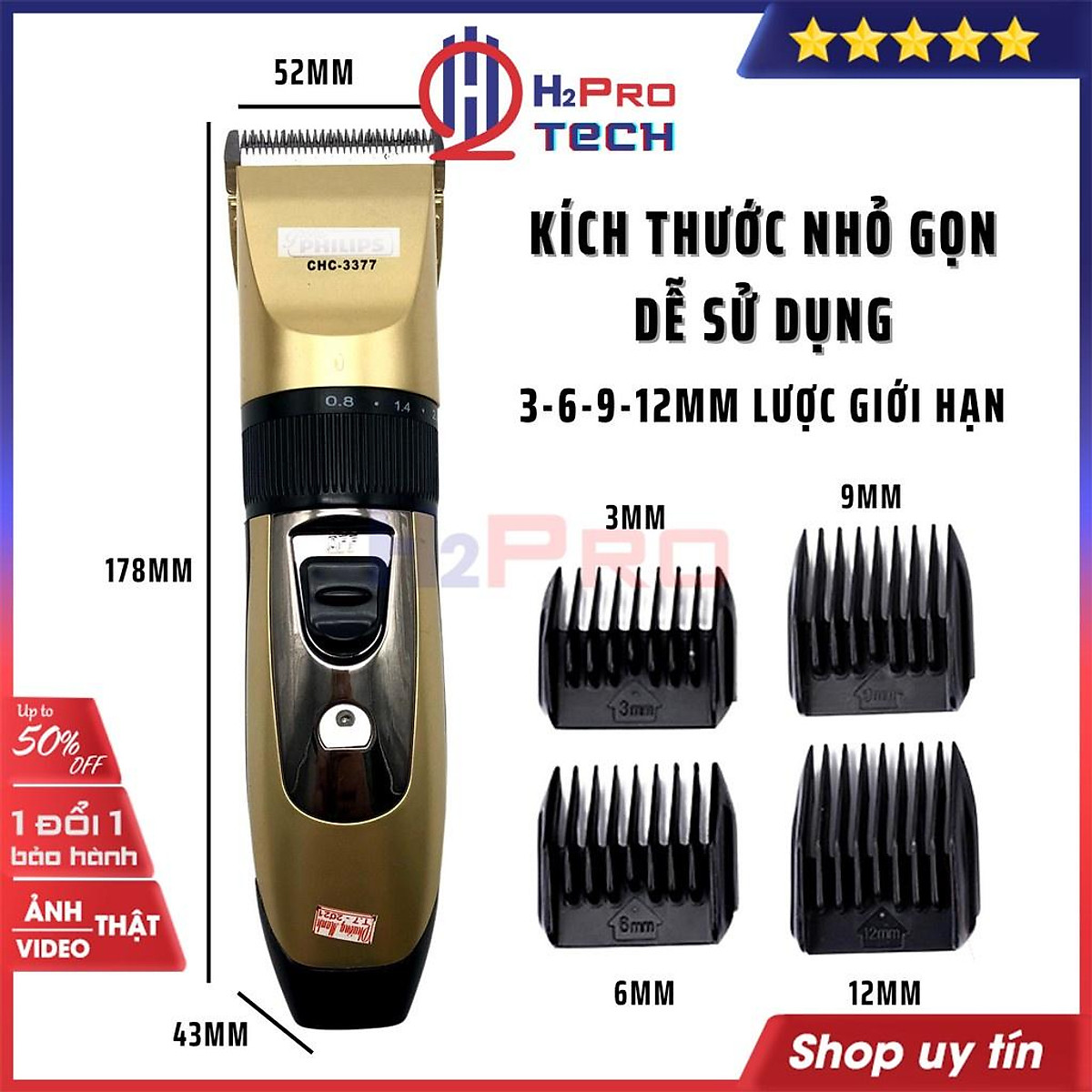 Tông Đơ Cắt Tóc Không Dây CHC-3377 Cắt Êm, Tông Đơ Cắt Tóc Chuyên ...