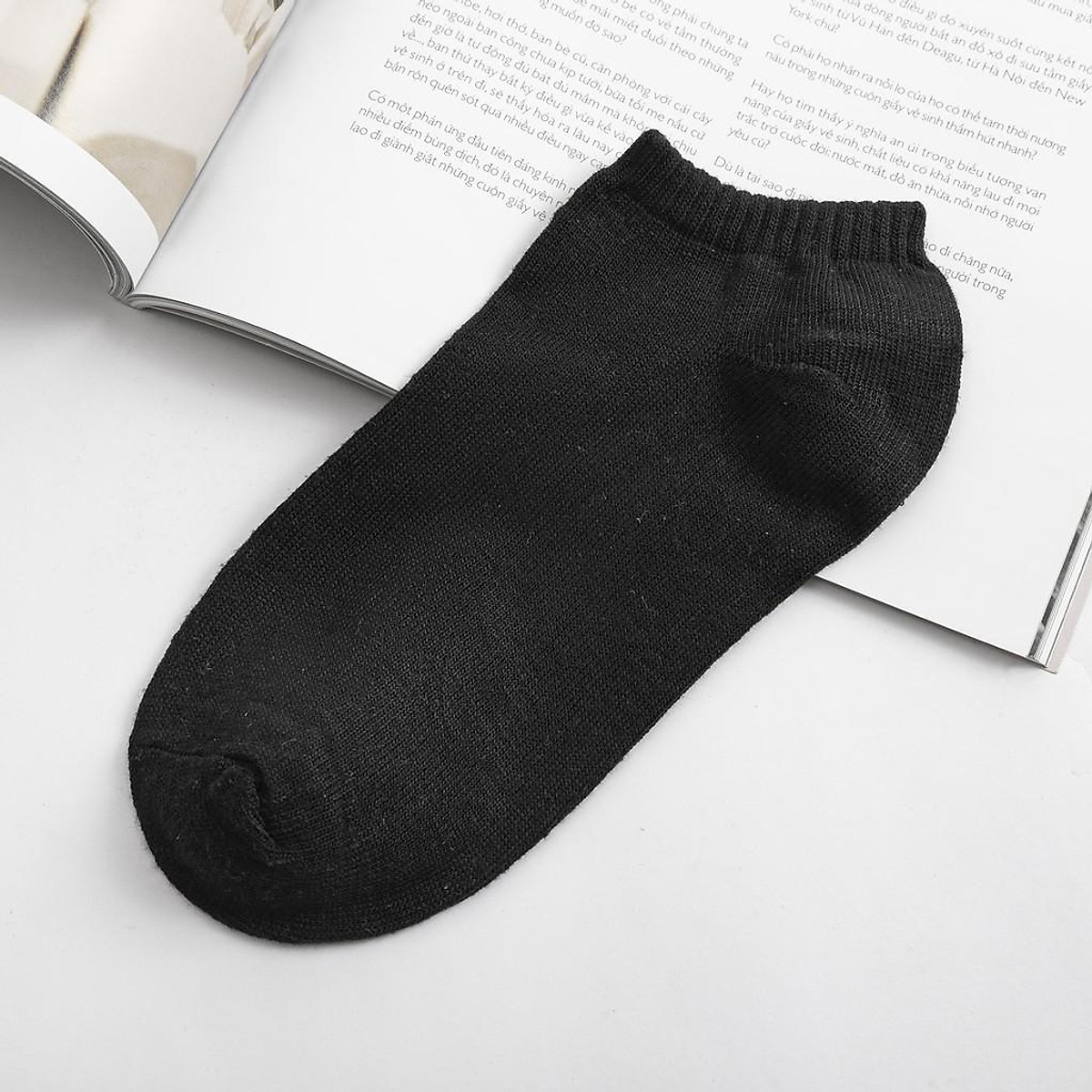 Vớ cổ ngắn cotton trơn Chống Hôi chân dùng cho cả nam và nữ - Bít tất nam cổ ngắn màu đen - xám - trắng MICADO