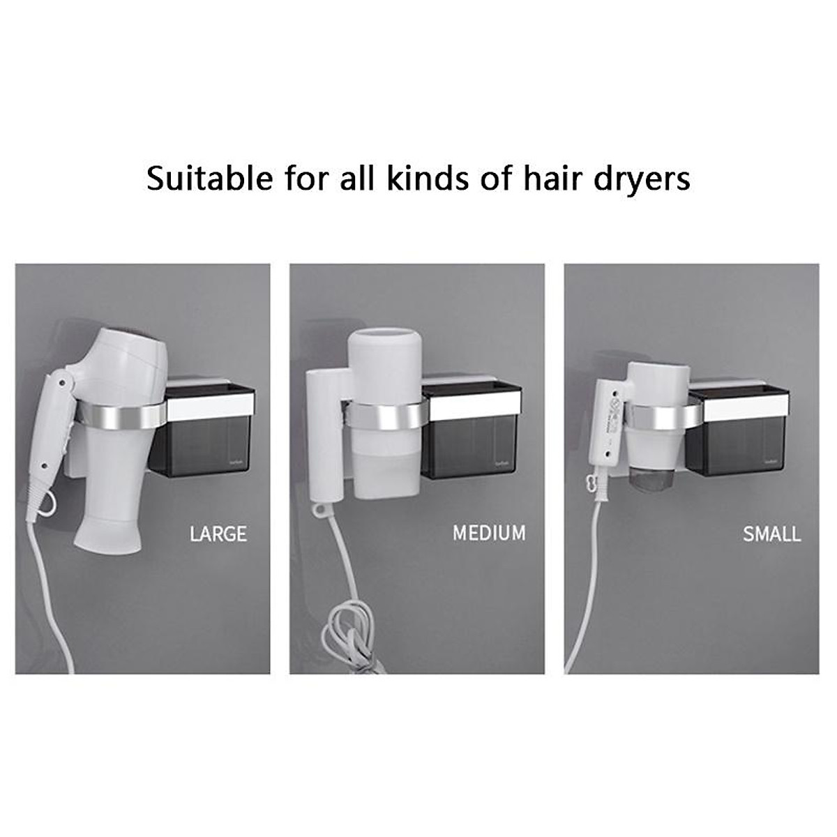 Wall Mount Hair Dryer Holder Slef-Adhesive Hair Dryer Rack Comb Shaver Holder Multifunctional Organizer Seamless Wall Mount Hair Dryer Holder Slef-Adhesive Hair Dryer Rack Comb Shaver Holder Multifunctional Organizer Seamless