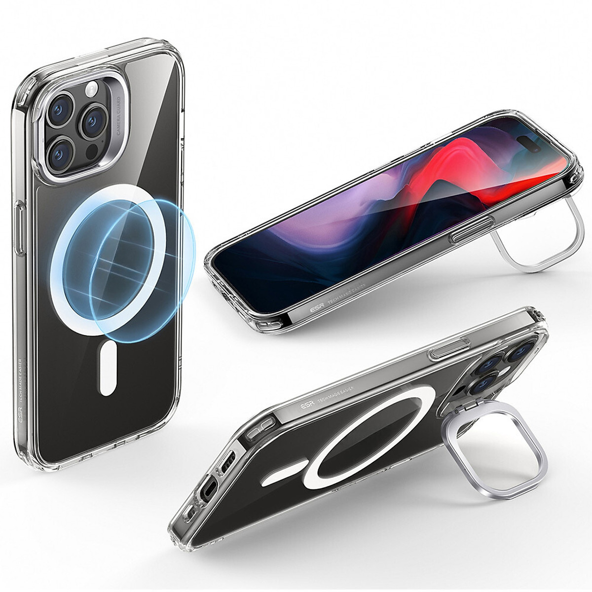 Ốp Lưng Dành Cho iPhone 15 ProMax/ iPhone 15 Pro ESR Classic Hybrid Case with Stash Stand (HaloLock)_ Hàng chính hãng