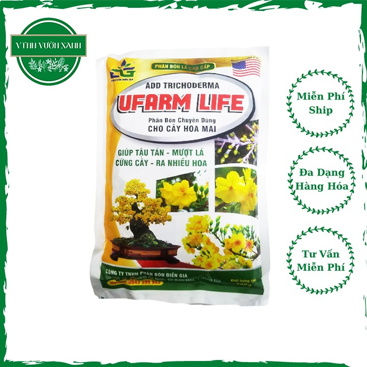 Phân bón lá UFARM LIFE dưỡng rễ, xanh lá cho mai giúp cứng cây mượt lá