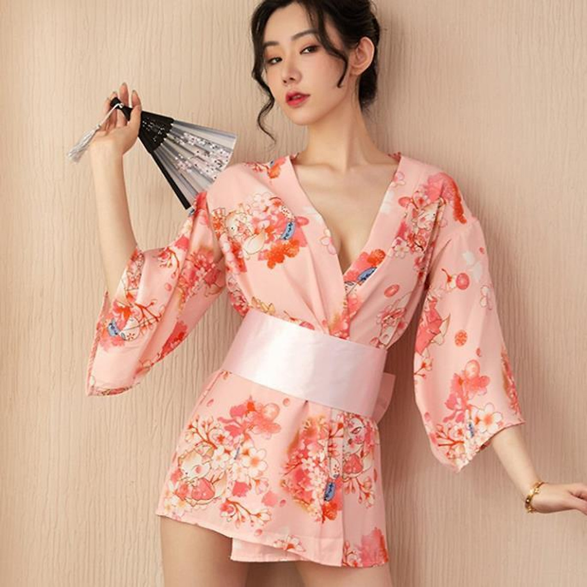 Bộ đồ ngủ kimono quần short hoa dễ thương TK1415 còn xanh  Happyshop