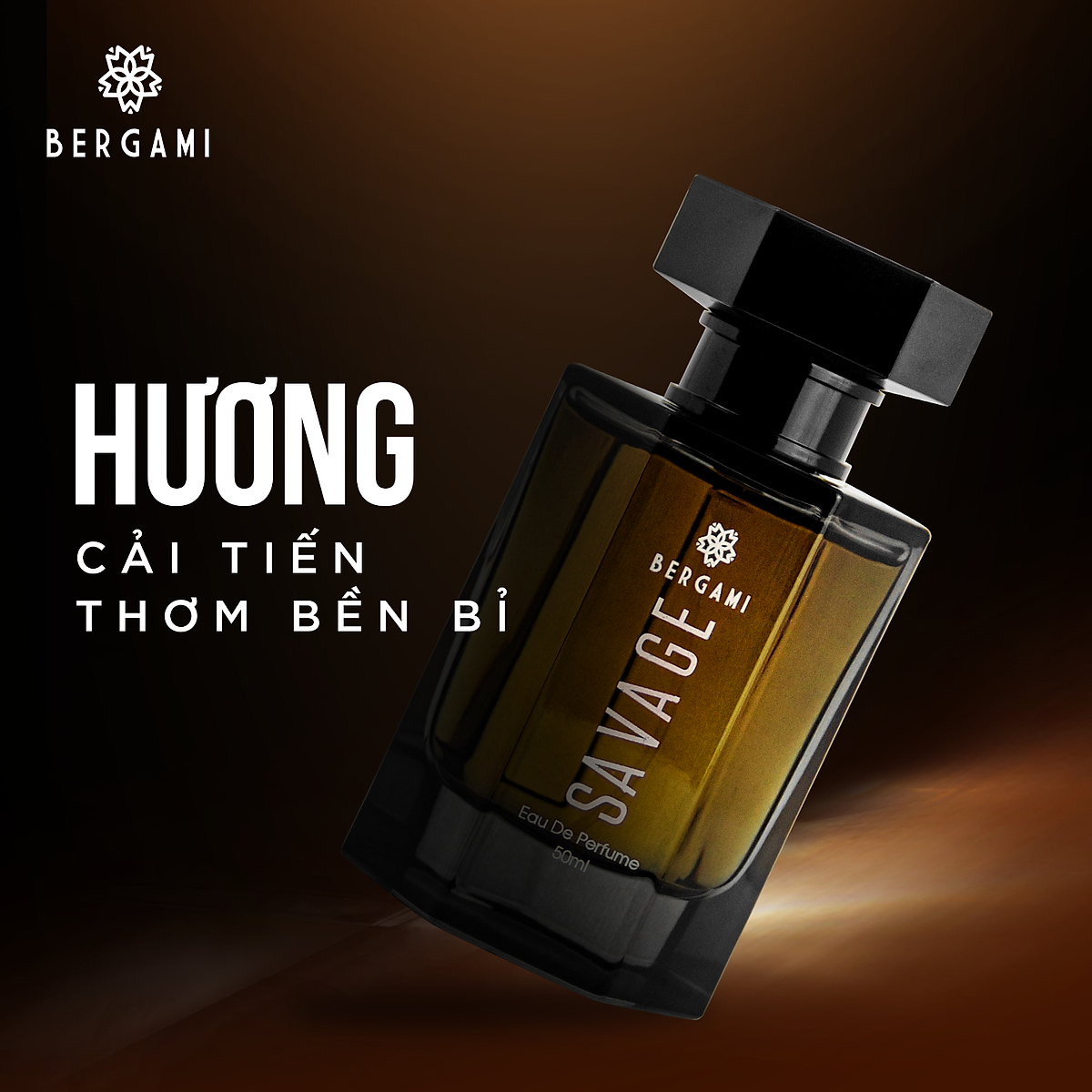 Nước hoa nam chính hãng mùi hương GỖ SỒI trầm ấm quyến rũ Bergami Savage 50ml