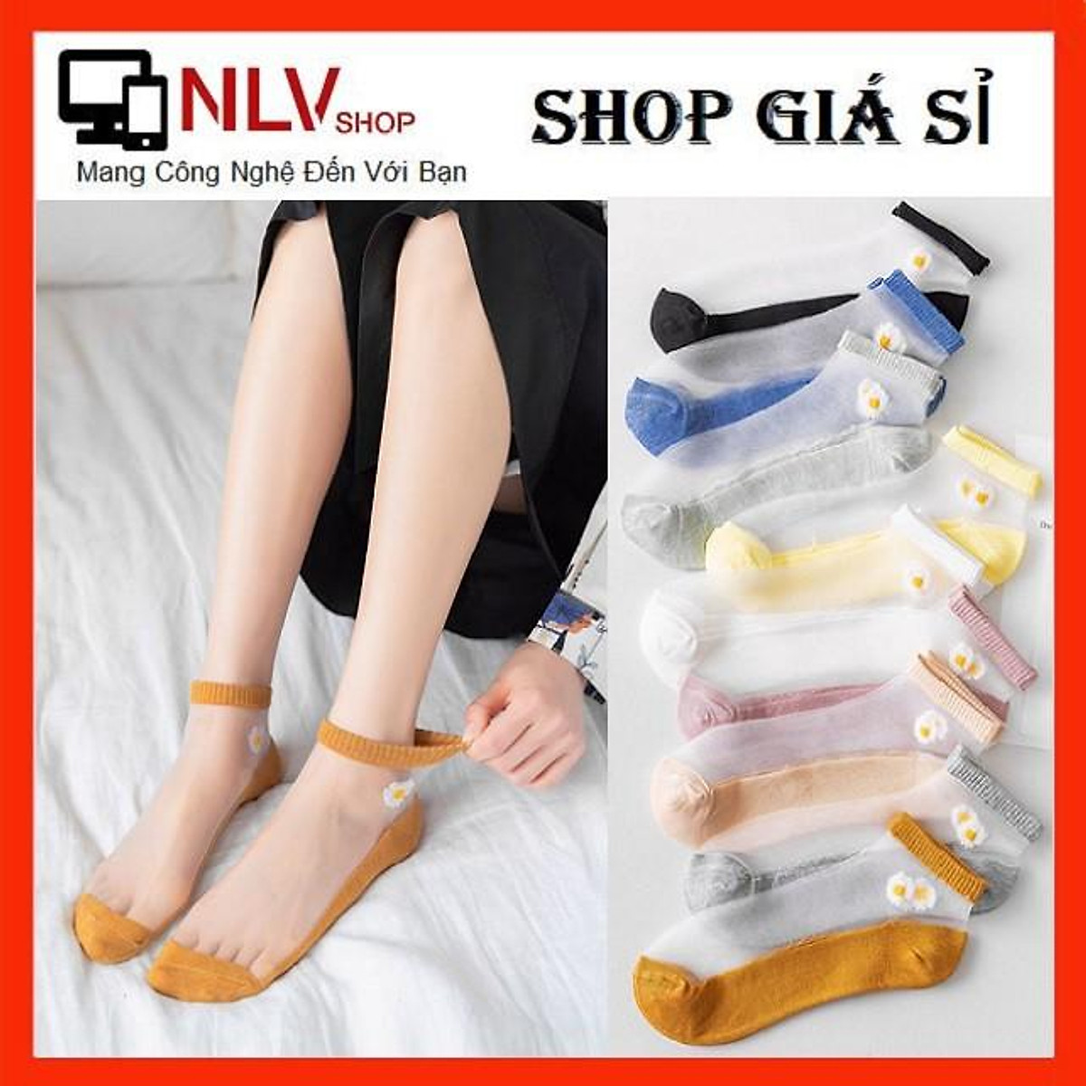 Tất Vớ Lưới Hoa Cúc Nhiều Màu 1 Đôi