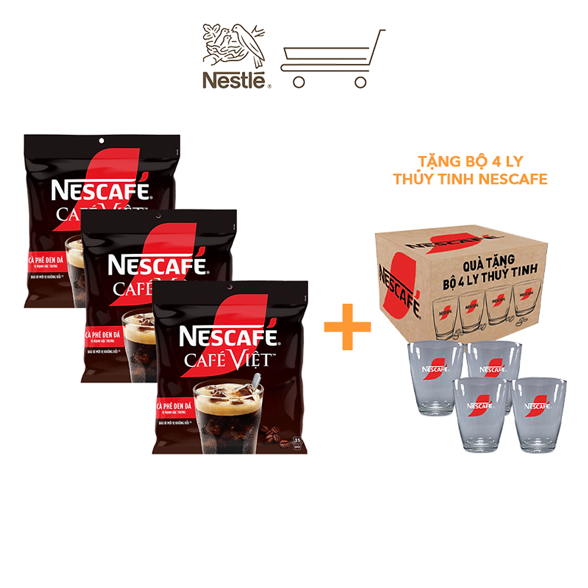 Combo 3 Bịch Cà phê đen hòa tan NESCAFE Café Việt (Túi 35 gói x 16g)