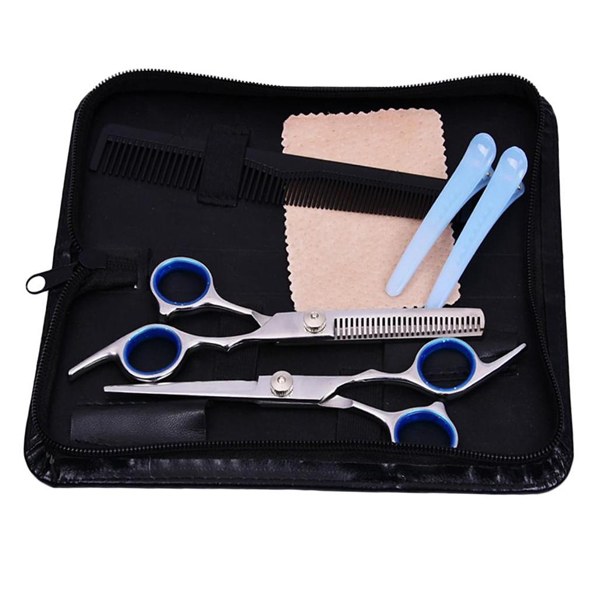 Hairdressing Scissors Thinning Hair Cutting Comb Set w/Case Blue - Dành cho  tóc