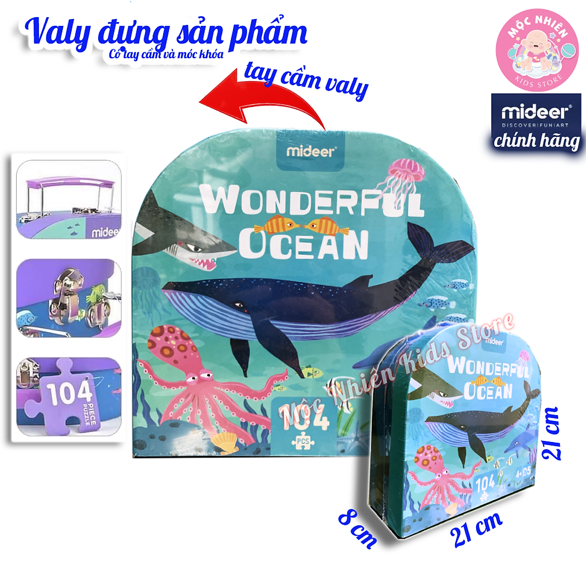 Đồ chơi xếp hình Mideer Puzzle MD3110 - Valy xếp hình Đại dương tuyệt diệu - 104 mảnh ghép