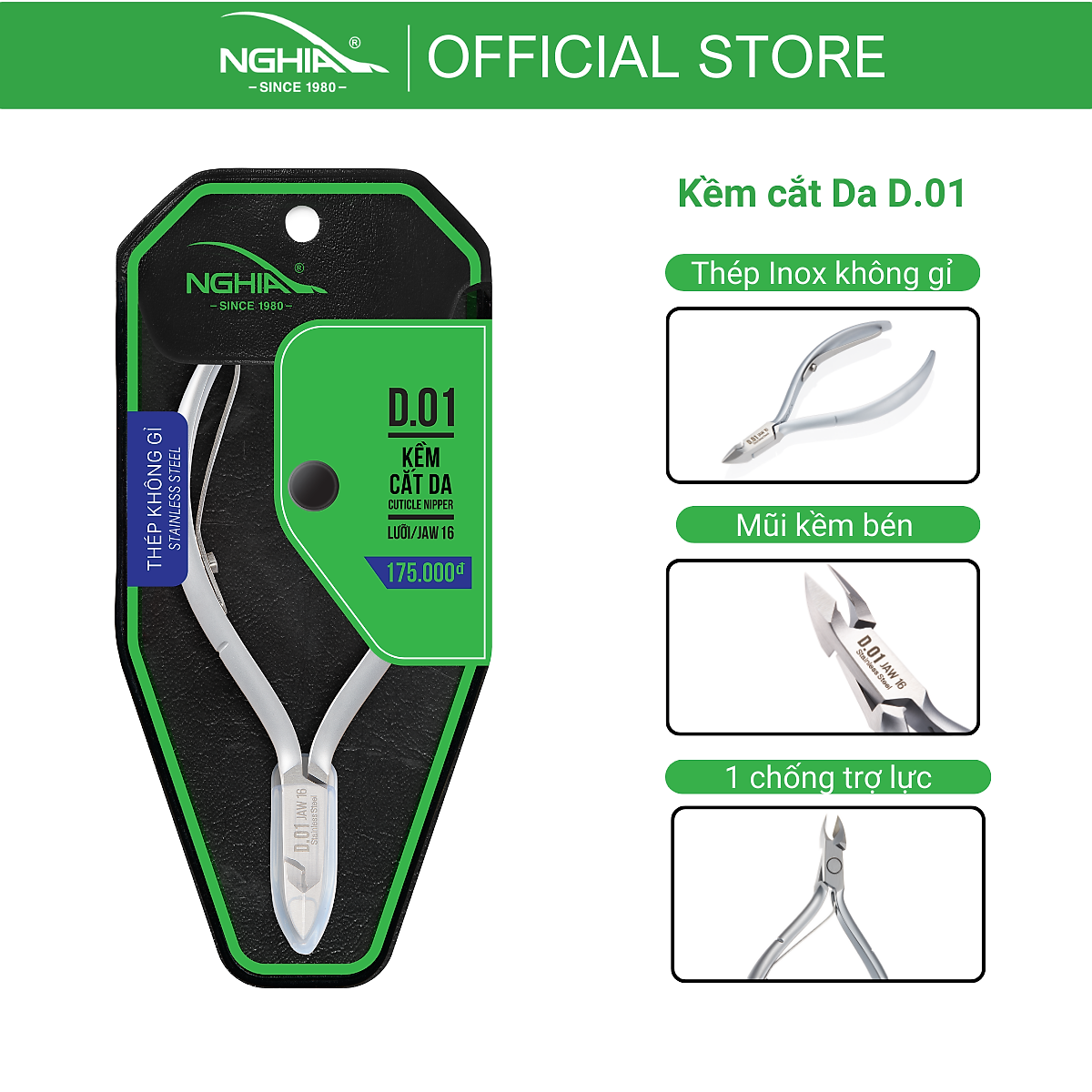 Kềm Cắt Da Thép Không Gỉ Kềm Nghĩa D-01(16)