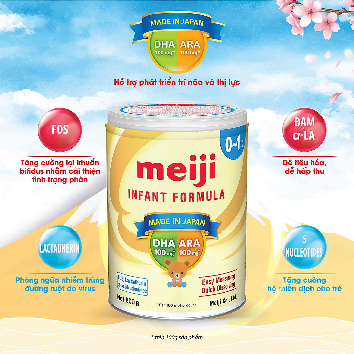 Sản phẩm dinh dưỡng công thức Meiji Infant Formula 800g (Dành cho trẻ từ 0-1 tuổi)
