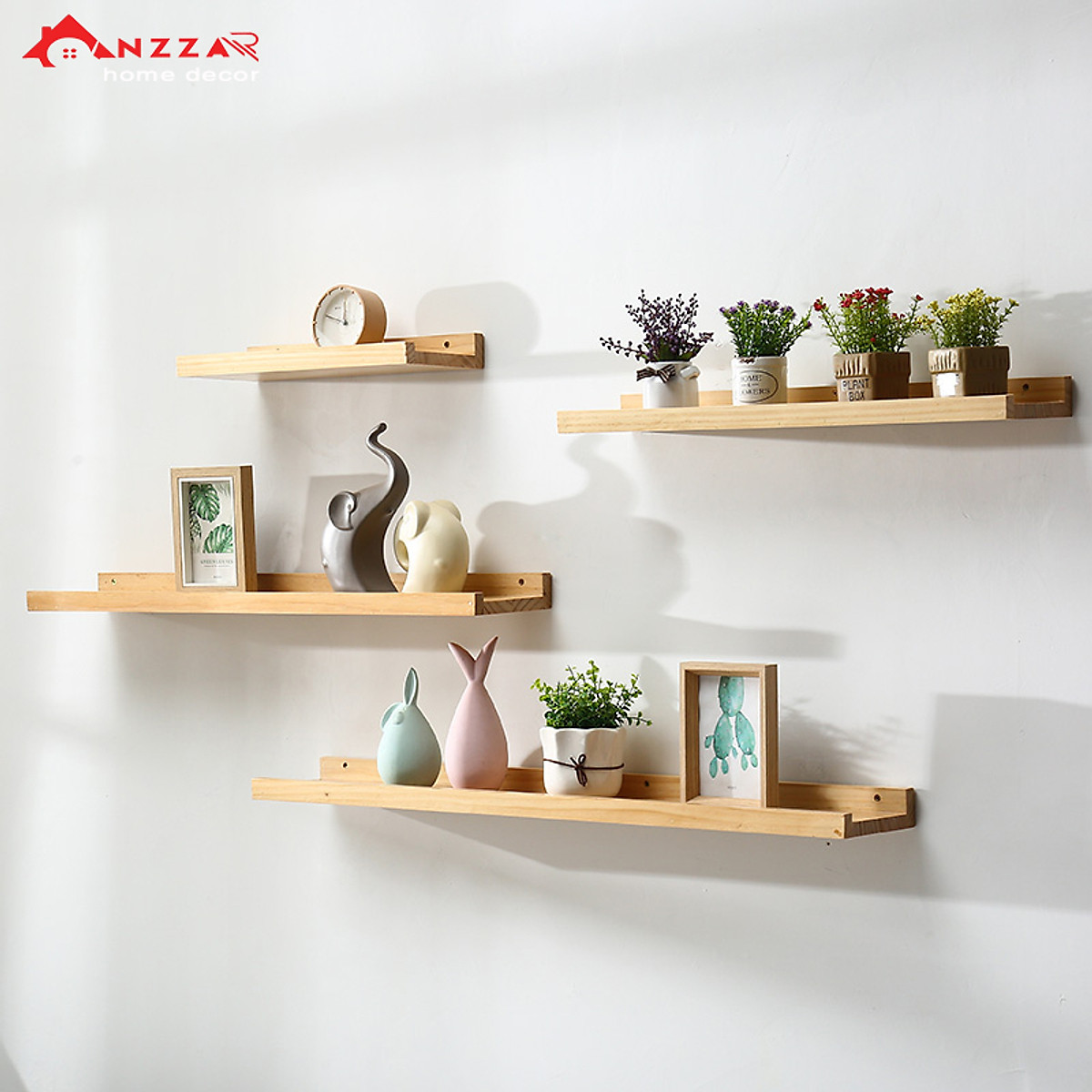 Kệ gỗ treo tường, kệ gỗ trang trí Anzzar nhiều kích thước