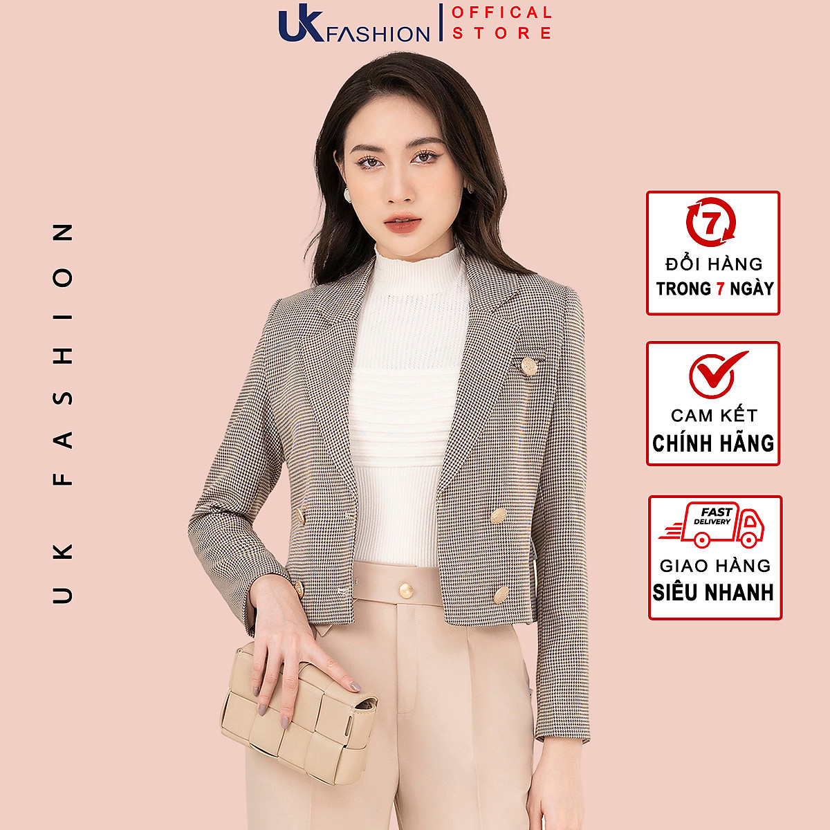 Áo Khoác Vest Caro Nữ XK AGR22  The V Fashion
