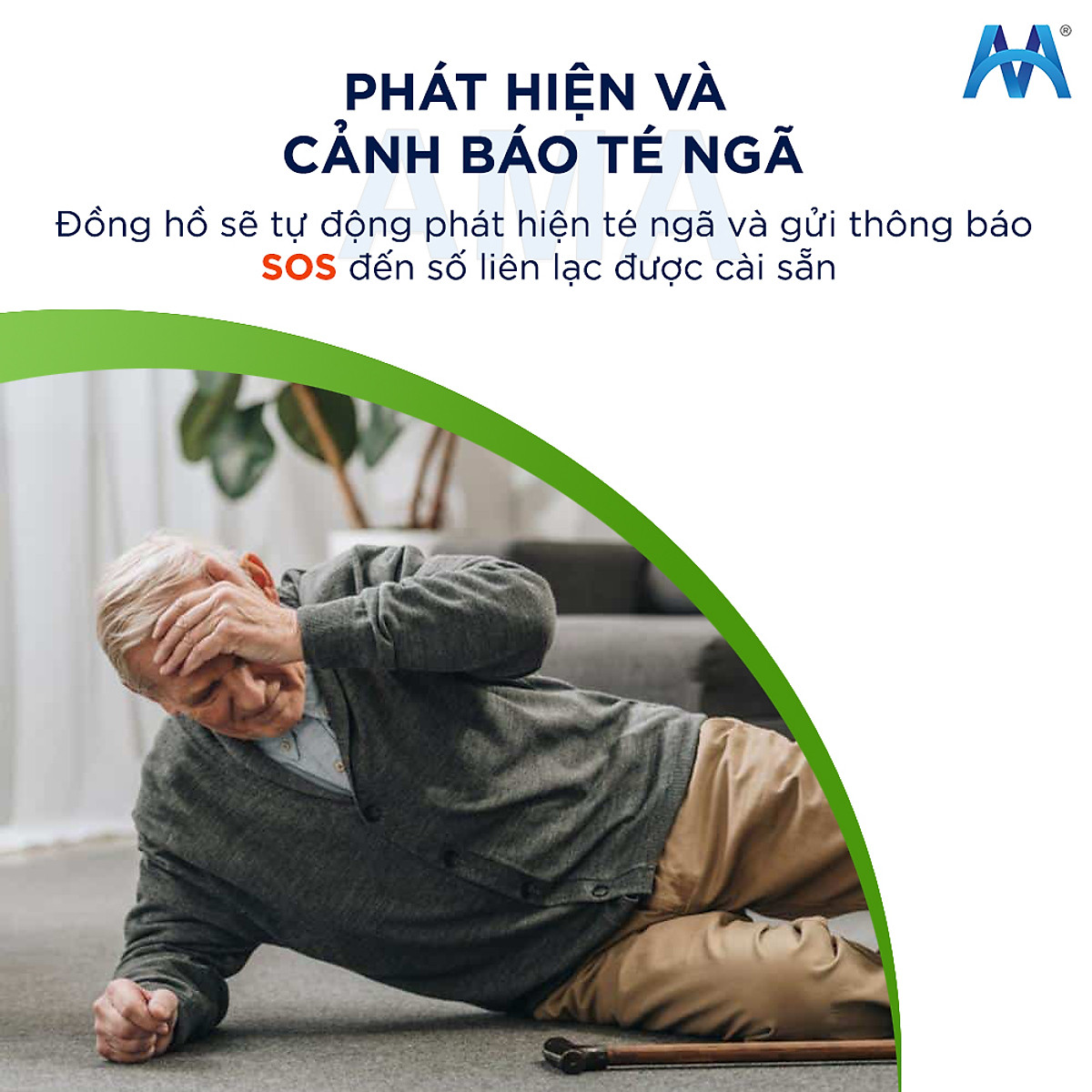 Đồng hồ Thông minh Định vị GPS cảnh báo ngã, tại nạn, đột quỵ AMA Watch S8 Hàng nhập khẩu