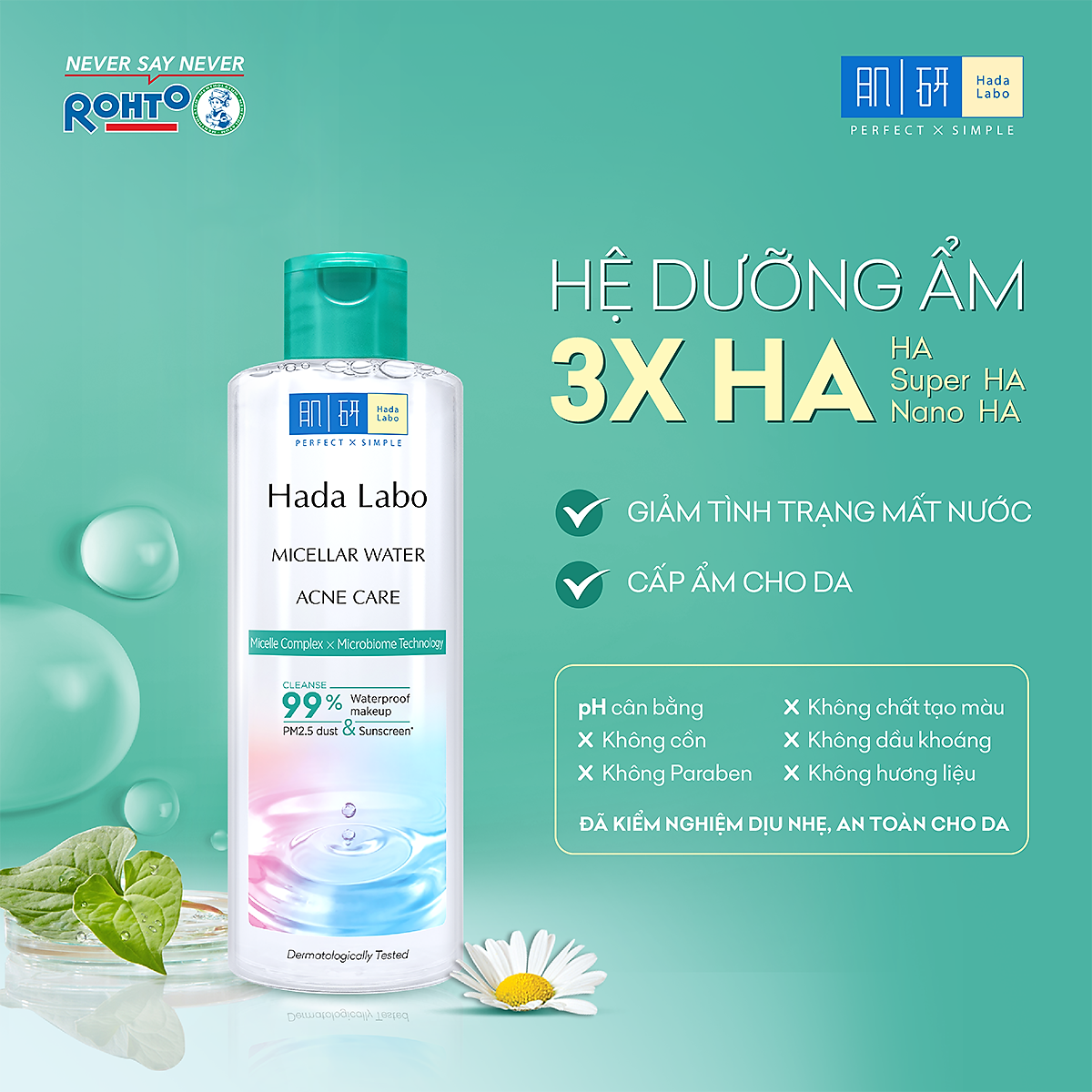 Nước tẩy trang sạch sâu cho da mụn, nhạy cảm Hada Labo Micellar Water Acne Care 240ml