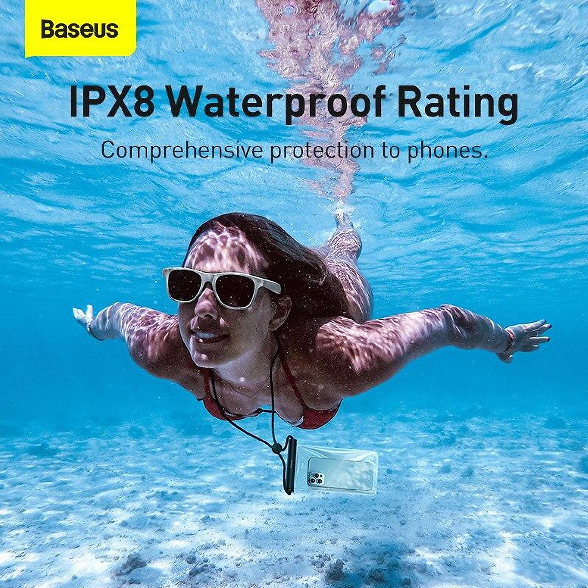 Túi chống nước điện thoại 5 lớp, IPX8, Baseus Waterproof Bag ACFSD-E01- Hàng chính hãng.