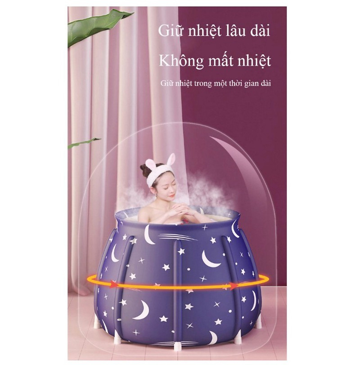 Bồn Tắm Ngâm Người Thảo Dược Có Thể Gấp Gọn KUNBE Cho Người Lớn Và Trẻ Em, Bồn Tắm Di Động Thông Minh, Chậu Tắm Xông Hơi Giữ Nhiệt Tiện Lợi