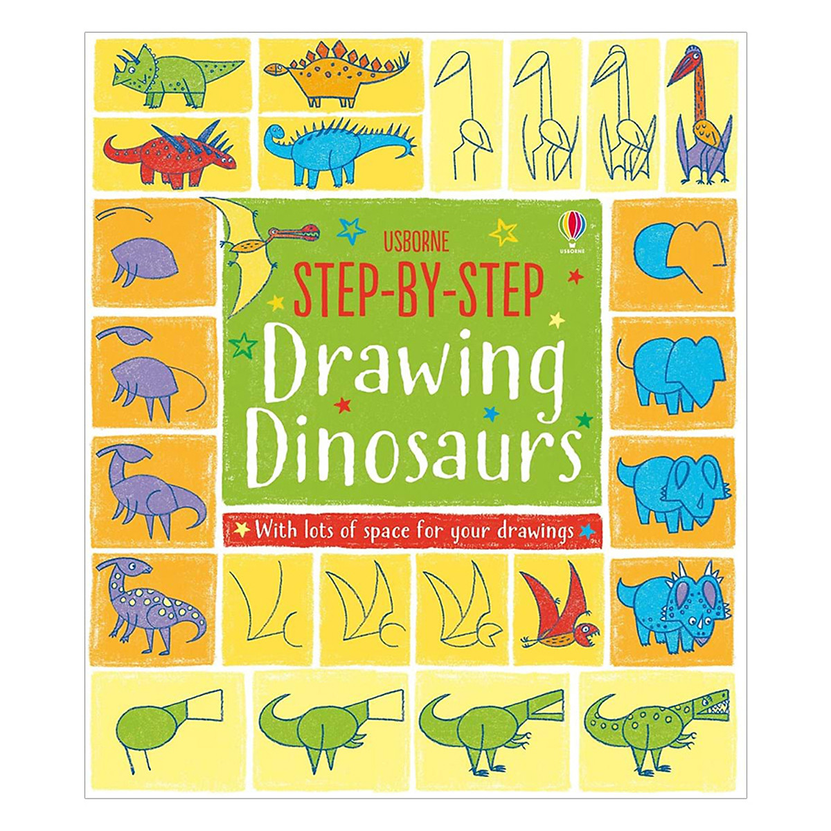 Sách tương tác tiếng Anh - Usborne Step-by-step Drawing Dinosaurs