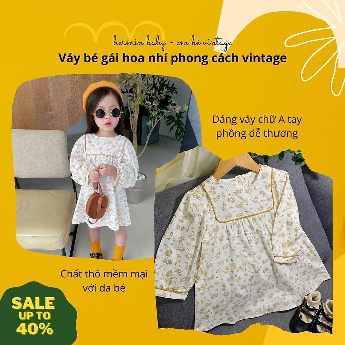KaoKao  Váy cho bé gái Đầm hoa nhí 824kg chất thô mềm dáng xòe có thắt  nơ lưng và khóa kéo đáng yêu BBShine  D088