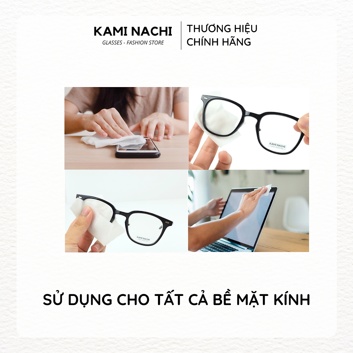Hộp 100 miếng khăn lau nano hàng loại 1 KAMI NACHI dùng 1 lần - Chống bám hơi nước, chống mờ sương cho kính