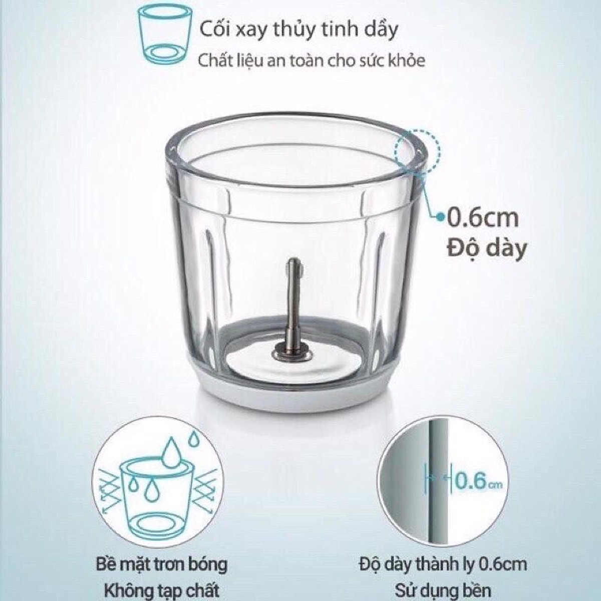 Máy Xay Đồ Ăn Dặm Cho Bé 6 Lưỡi Cối Thuỷ Tinh Hàng Nội Địa Trung Bản Cao Cấp Siêu Mịn Tiện Dụng - Tặng Kèm Dụng Cụ Rửa Máy-Hàng Chính Hãng