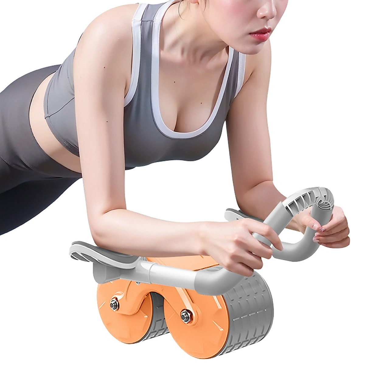 Dụng cụ tập cơ bụng tại nhà 2 Bánh chống đẩy,Con lăn tập bụng thế hệ mới có trợ lực, chống trơn trượt,dụng cụ plank tập gym giúp eo thon gọn hàng cao cấp