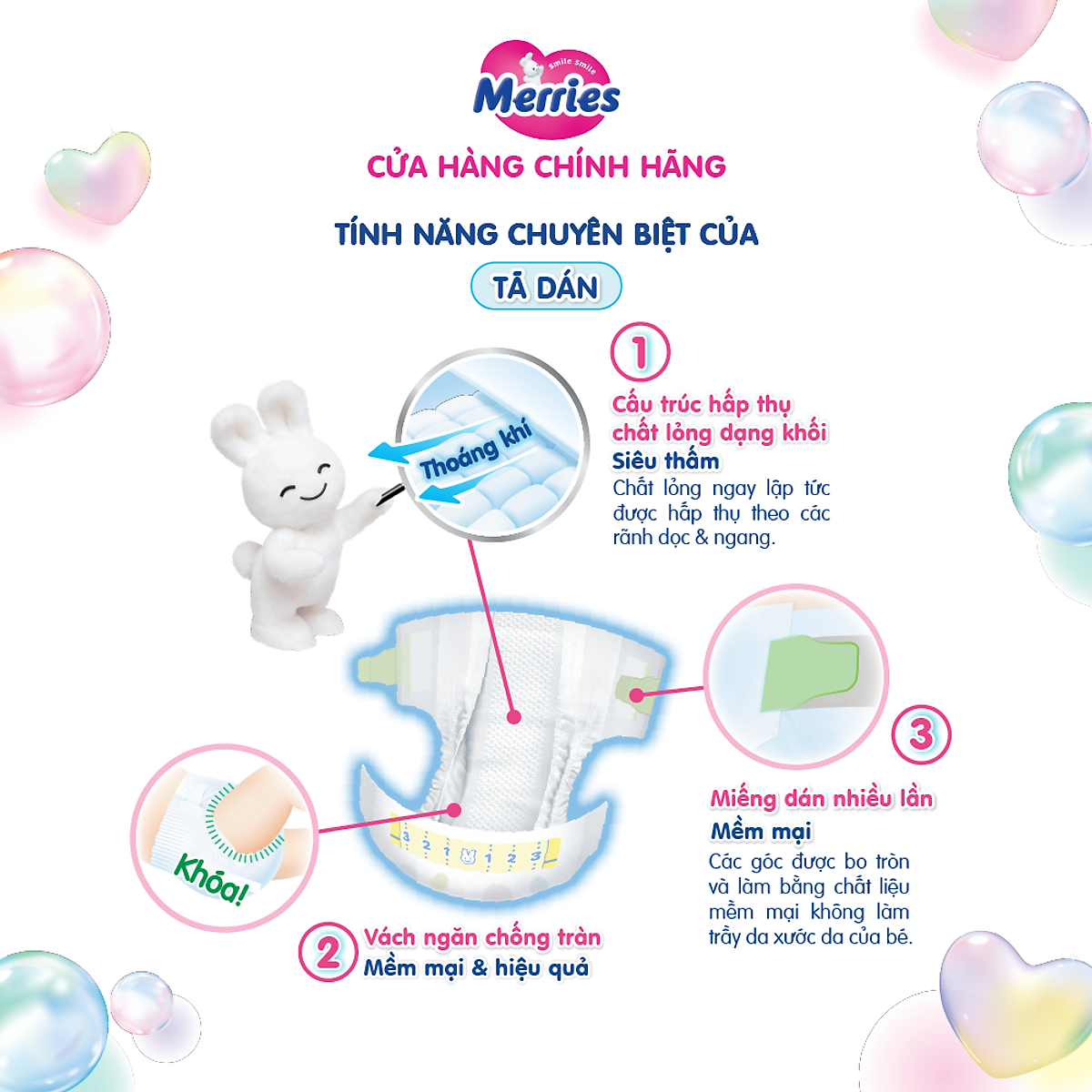 Tã/bỉm dán Merries size NB - 76 miếng (dành cho bé dưới 5kg)