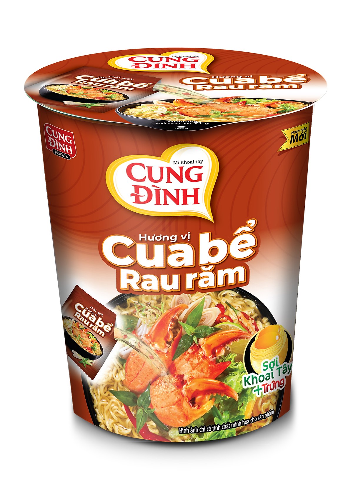 Thùng 24 Ly Mì Khoai Tây Cung Đình Hương Vị Cua Bể Rau Răm (65g/Ly)