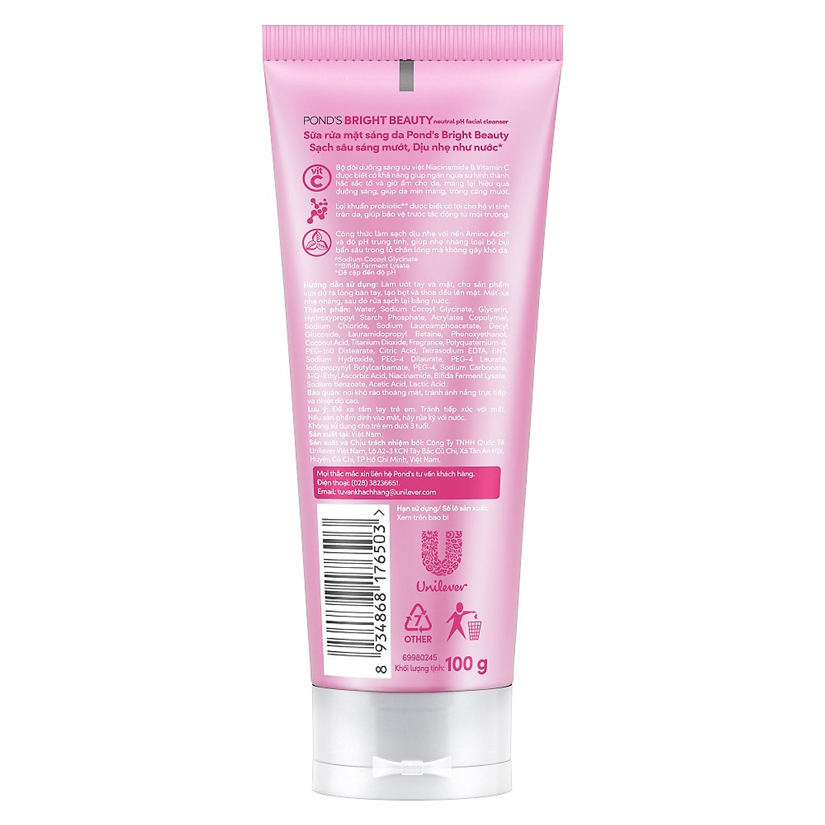Sữa Rửa Mặt Pond'S White Beauty Spot-less Glow Làm Sáng Da 100g