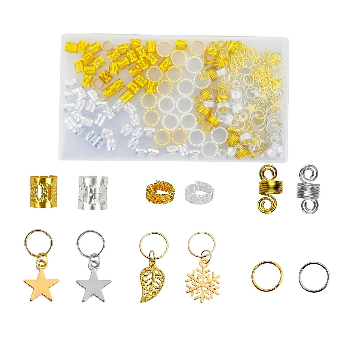 Set of 160Pcs Braiding Jewelry Pendant DIY Dreadlocks Hair Cuffs Hair Rings Set of 160Pcs Braiding Jewelry Pendant DIY Dreadlocks Hair Cuffs Hair Rings