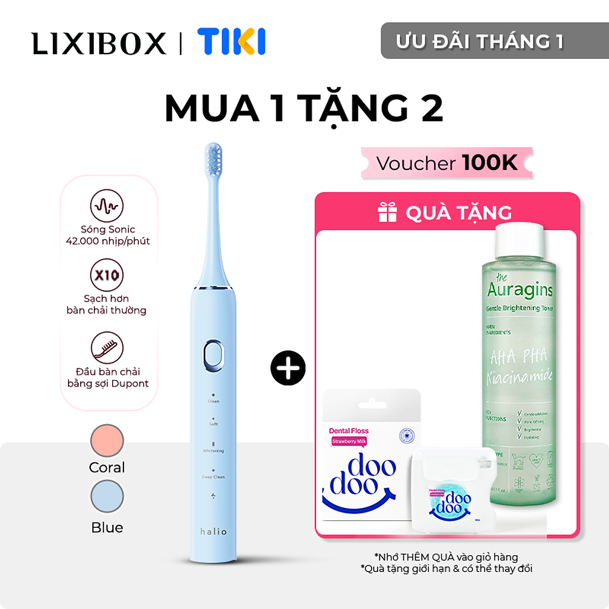 Bàn Chải Điện Halio Sonic SmartClean Electric Toothbrush Công Nghệ Sóng Âm Sạch Sâu