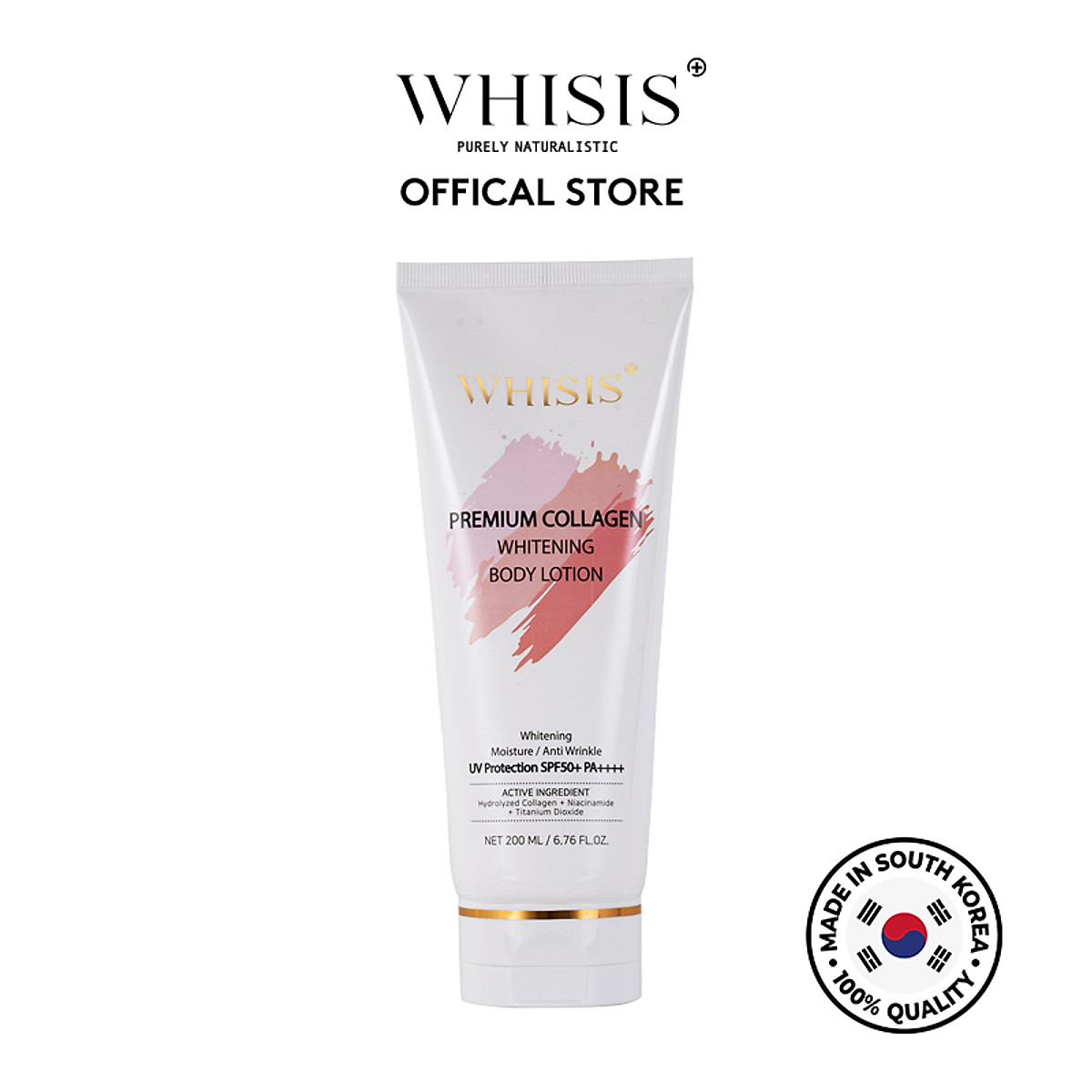 Kem body WHISIS PREMIUM COLLAGEN WHITENING BODY LOTION dưỡng trắng, chống nắng cao cấp 200ml