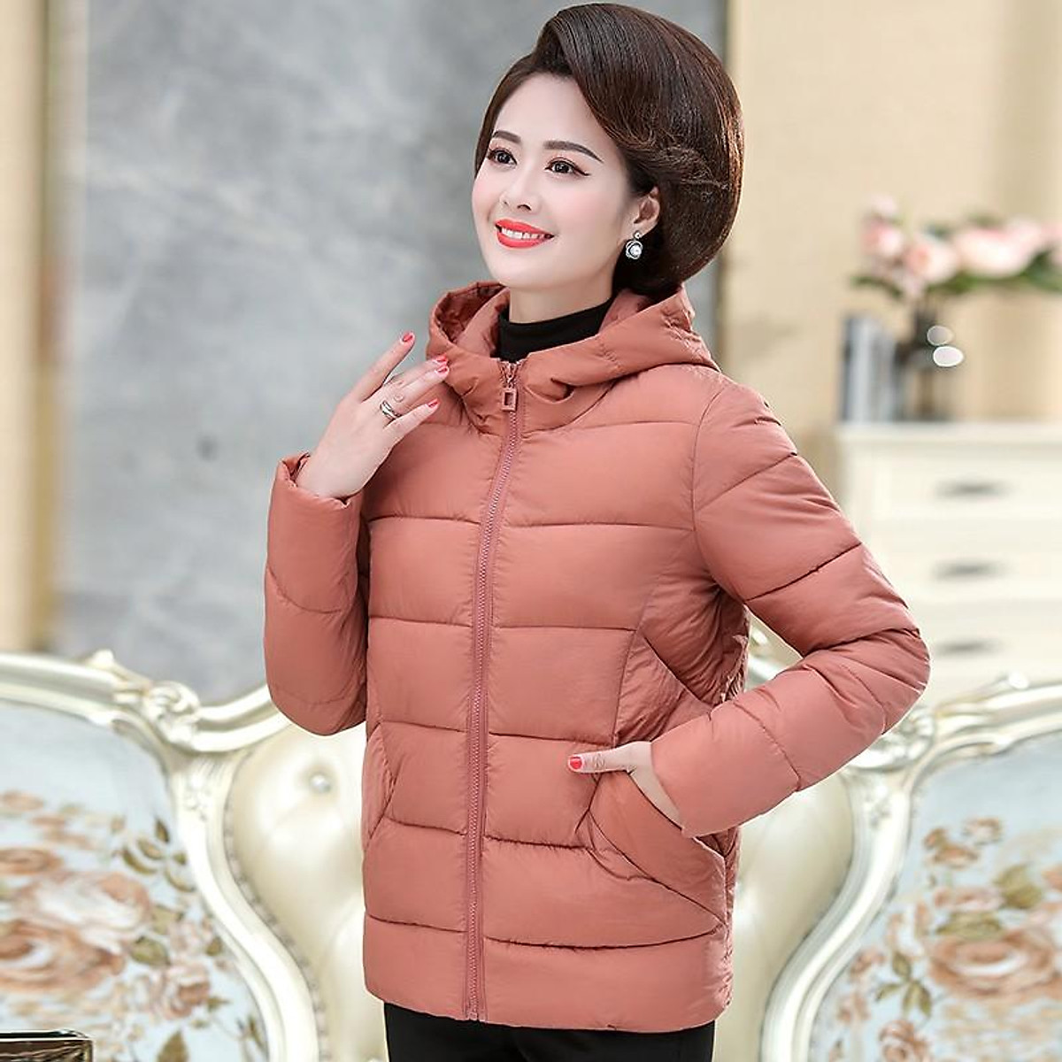 Hàng Sẵn) Áo Khoác Phao Nữ Dáng Ngắn Trung Niên Cho Mẹ Ak134 - Hàng Quảng  Châu