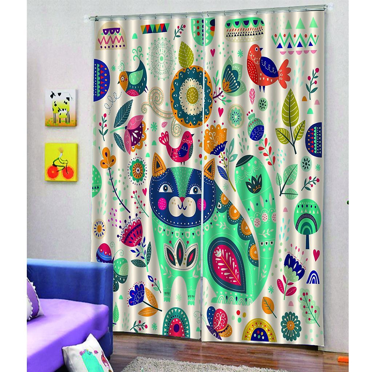 Mua Blackout Curtain 3D Cartoon Window Curtains Drapes for Living Room Bedroom S - S tại Magideal2 Mua Blackout Curtain 3D Cartoon Window Curtains Drapes for Living Room Bedroom S - S tại Magideal2