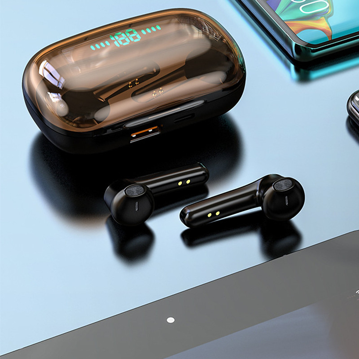 Tai Nghe Bluetooth Không Dây 5.0 Cảm Ứng Hai Tai PKCB - Hàng Chính Hãng
