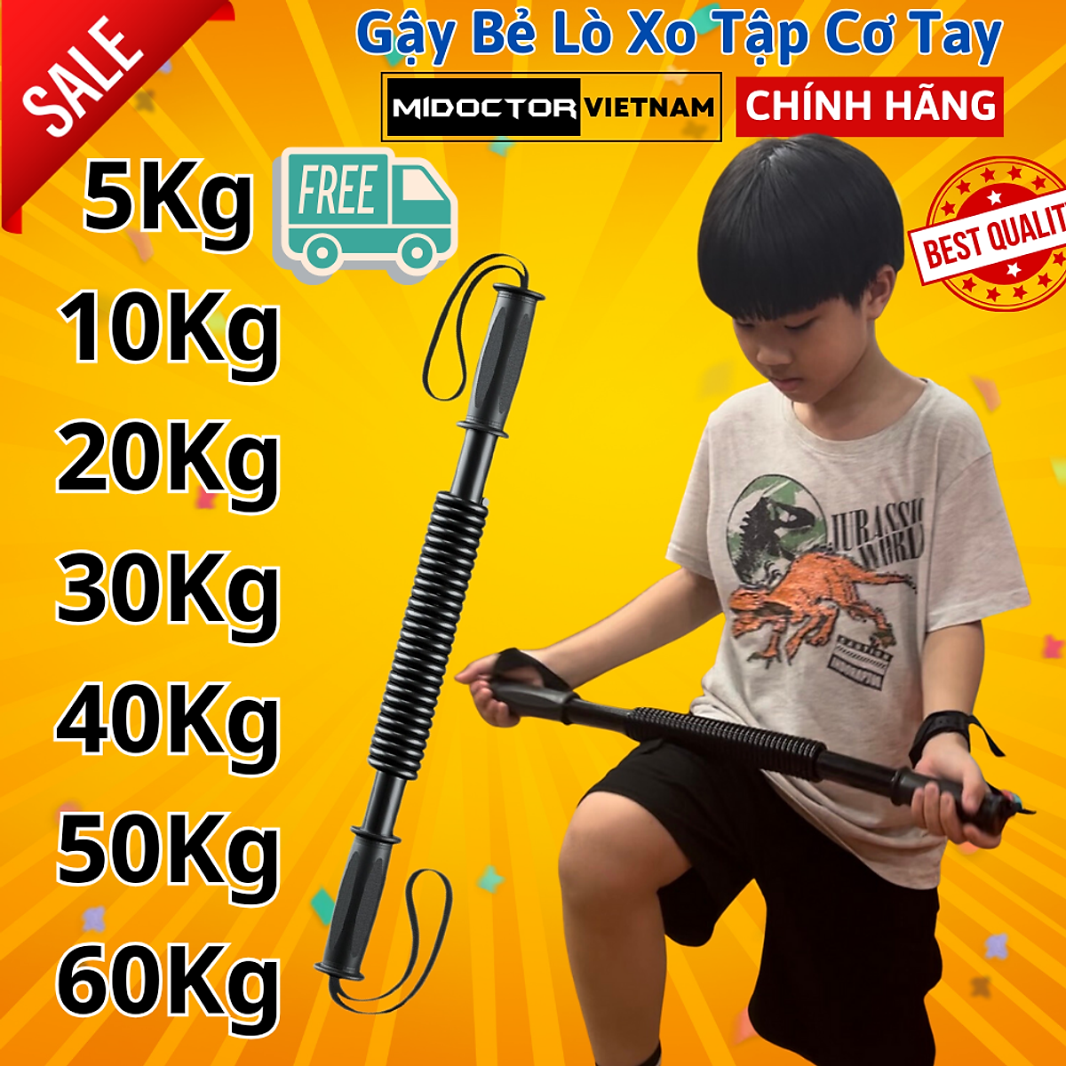 Gậy bẻ lò xo 5kg 10kg 20kg Dành Cho Bé Trẻ Em 30kg 40kg 50kg 60kg 100kg tập cơ tay - Hãng miDoctor