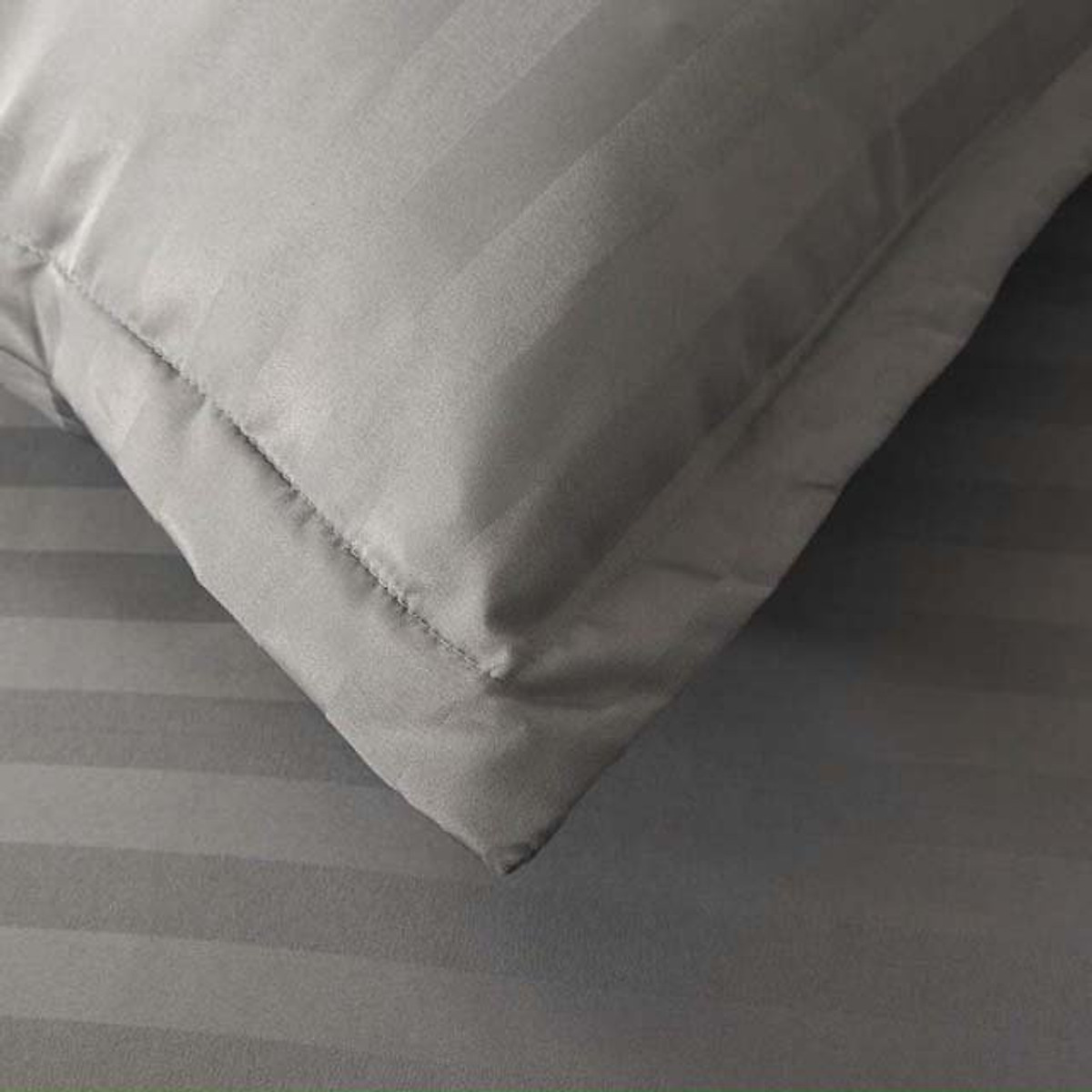 Bộ Ga Gối Cotton Kẻ 3F Lidaco Chuyên Dụng Cho Homestay, Khách Sạn - Xám