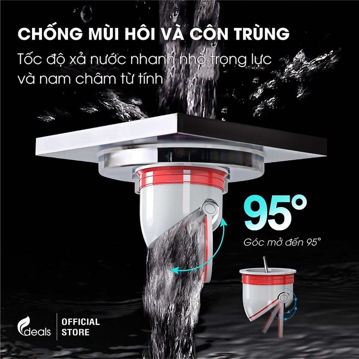 Nắp Ngăn Mùi Thoát Sàn ECODEALS - Chặn Mùi Hôi Cống, Chống côn trùng, Chống trào ngược - MẪU MỚI CẢI TIẾN, ĐỦ KÍCH CỠ