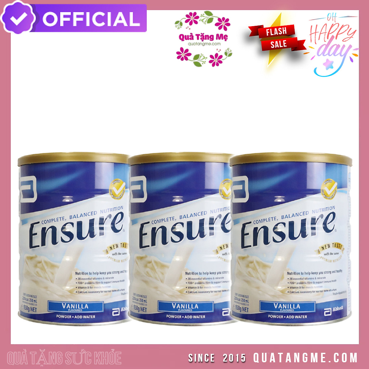 Sữa Bột Ensure Powder Vanila 850g Nội Địa Úc - Thùng 3 Hộp- QuaTangMe Extaste