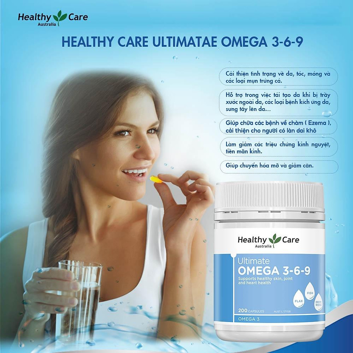 Omega 3-6-9 Úc Healthy Care Ultimate 1000mg Tạo sức khỏe cho tim, não, khớp, mắt và cải thiện da khô - OZ Slim Store