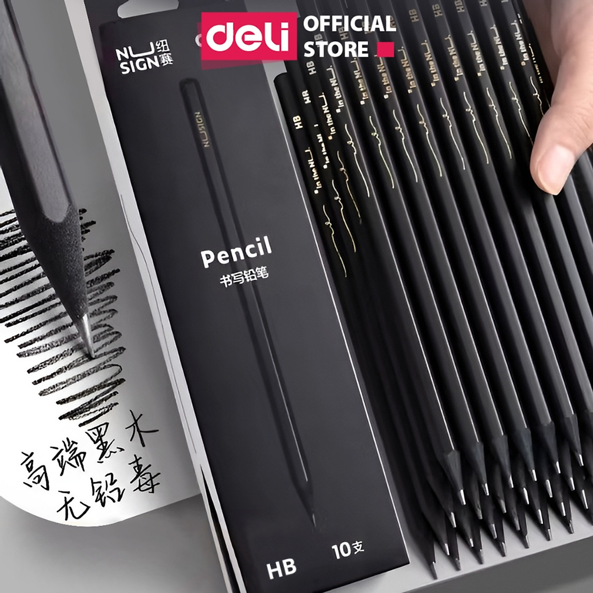 Bút Chì 2B Gỗ Nusign Cao Cấp Deli - Chì Đậm Tô Trắc Nghiệm Làm Bài Kiểm Tra Nhạy Với Máy Chấm Thi Học Sinh Văn Phòng