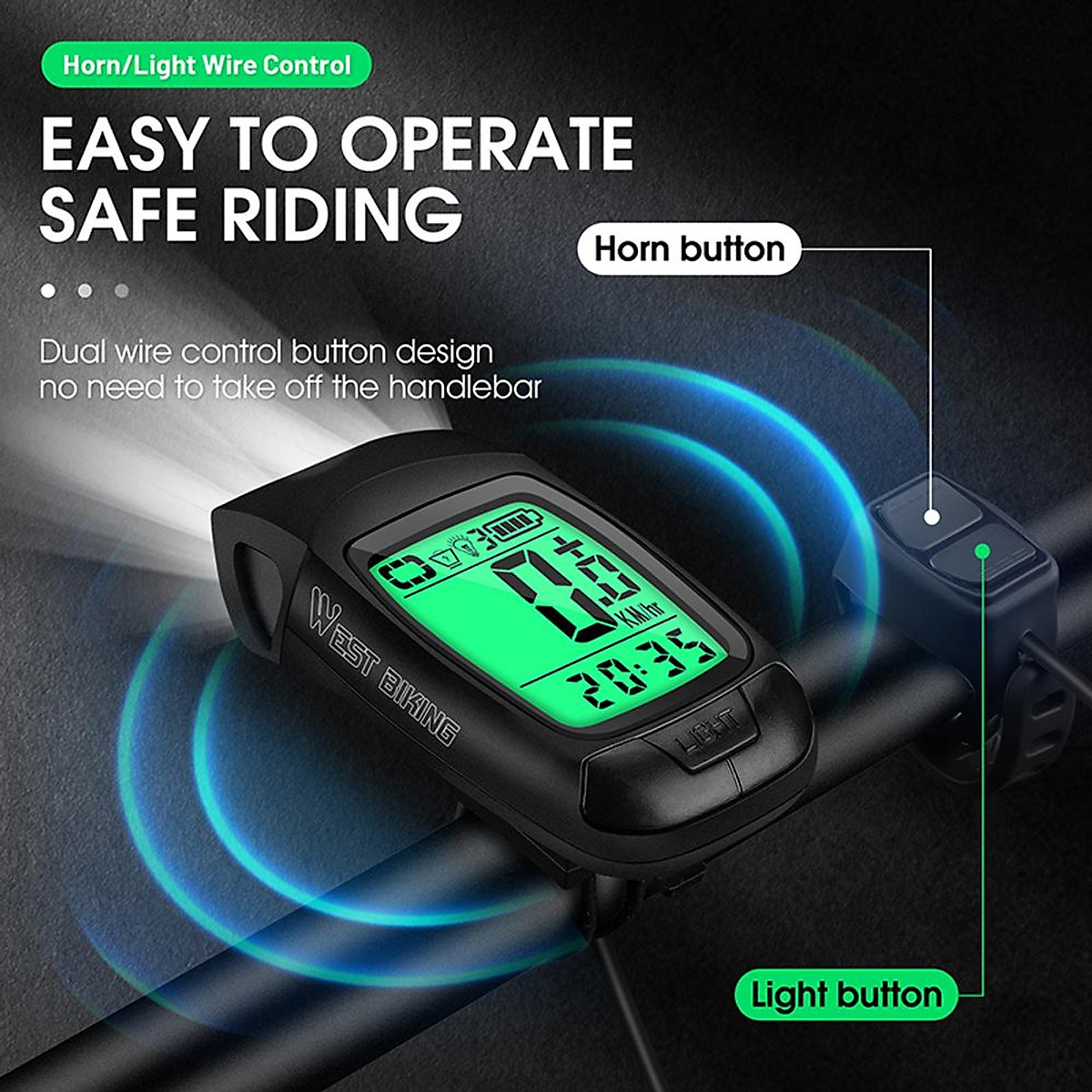 Wireless Speedometer Bike Speedometer With Light USB Rechargeable Bike Computer - Wireless ...