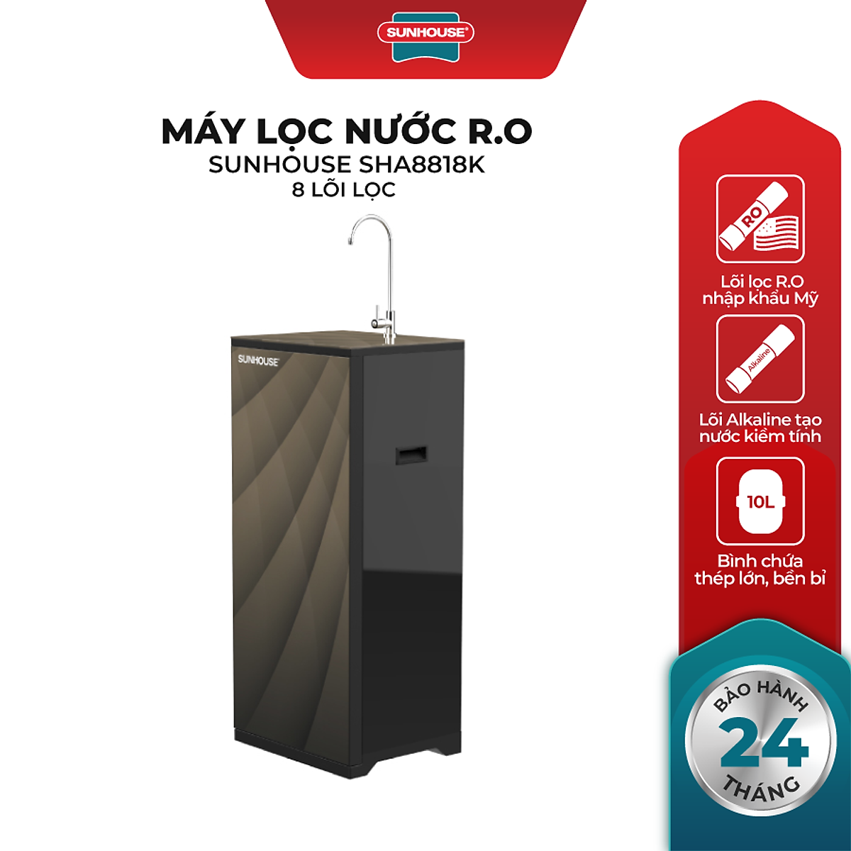 Máy Lọc Nước R.O 8 Lõi Sunhouse SHA8818K - Hàng Chính Hãng