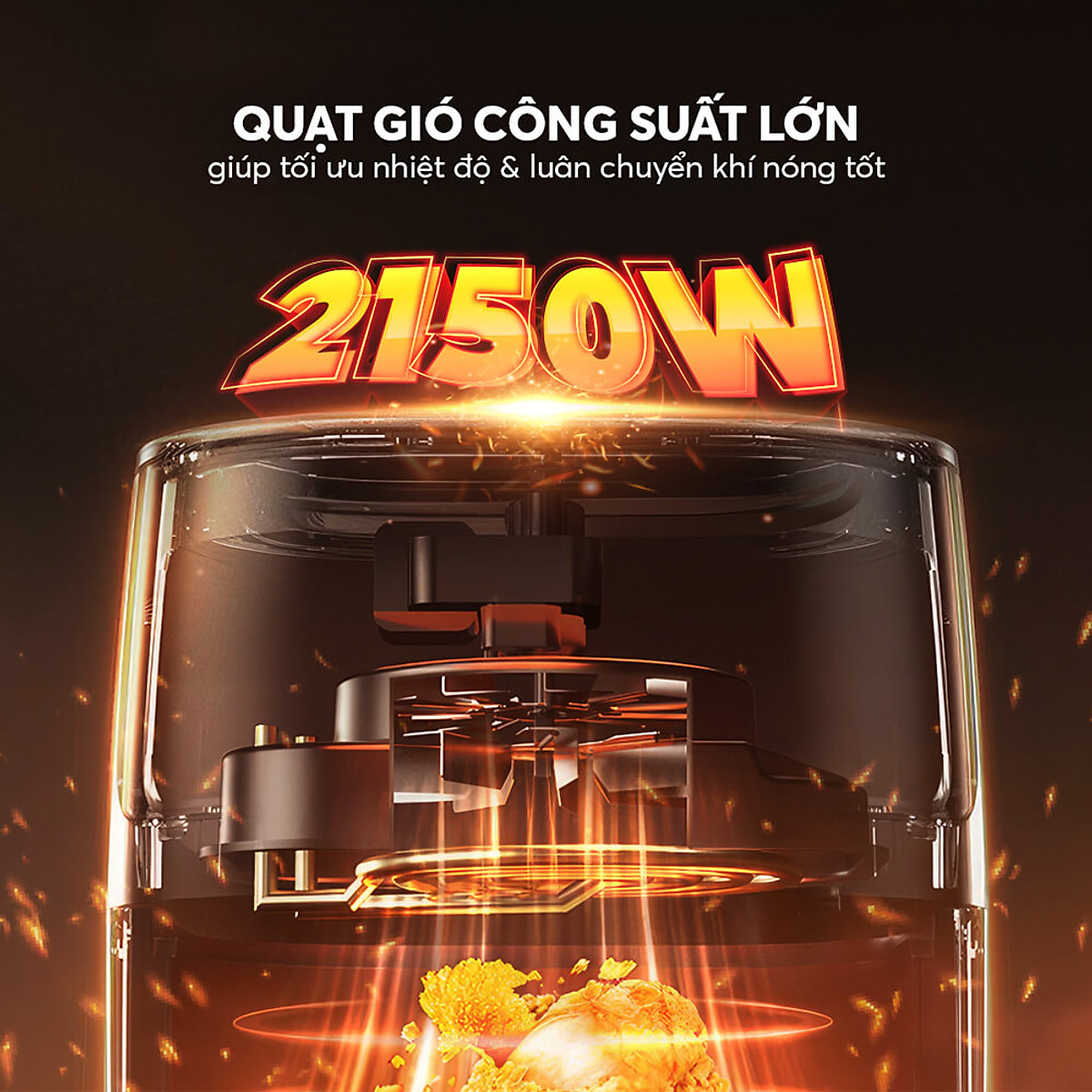Nồi chiên không dầu Elmich 8.3L AFE-3951OL, công suất lớn 1800W – 2150W, làm chín thức ăn nhanh, chất liệu chống dính cao cấp, an toàn cho sức khỏe - Hàng chính hãng