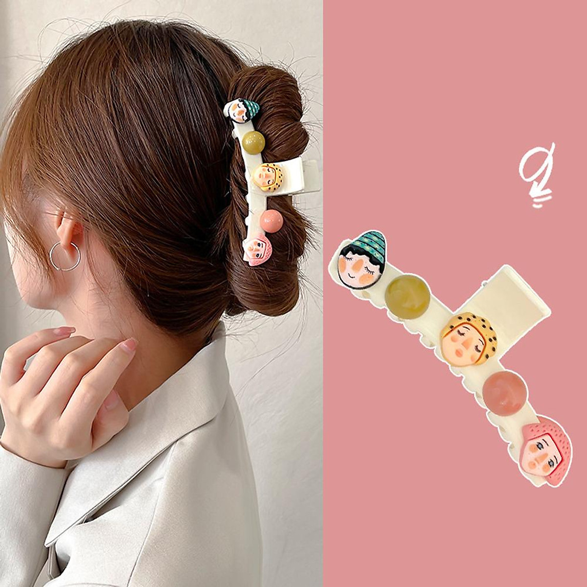 Mua Hair Pin Strip Shape White Hair Clip Multicolor Cartoon Ornaments Hair Easy Pulling Up Personality Headdress Mua Hair Pin Strip Shape White Hair Clip Multicolor Cartoon Ornaments Hair Easy Pulling Up Personality Headdress