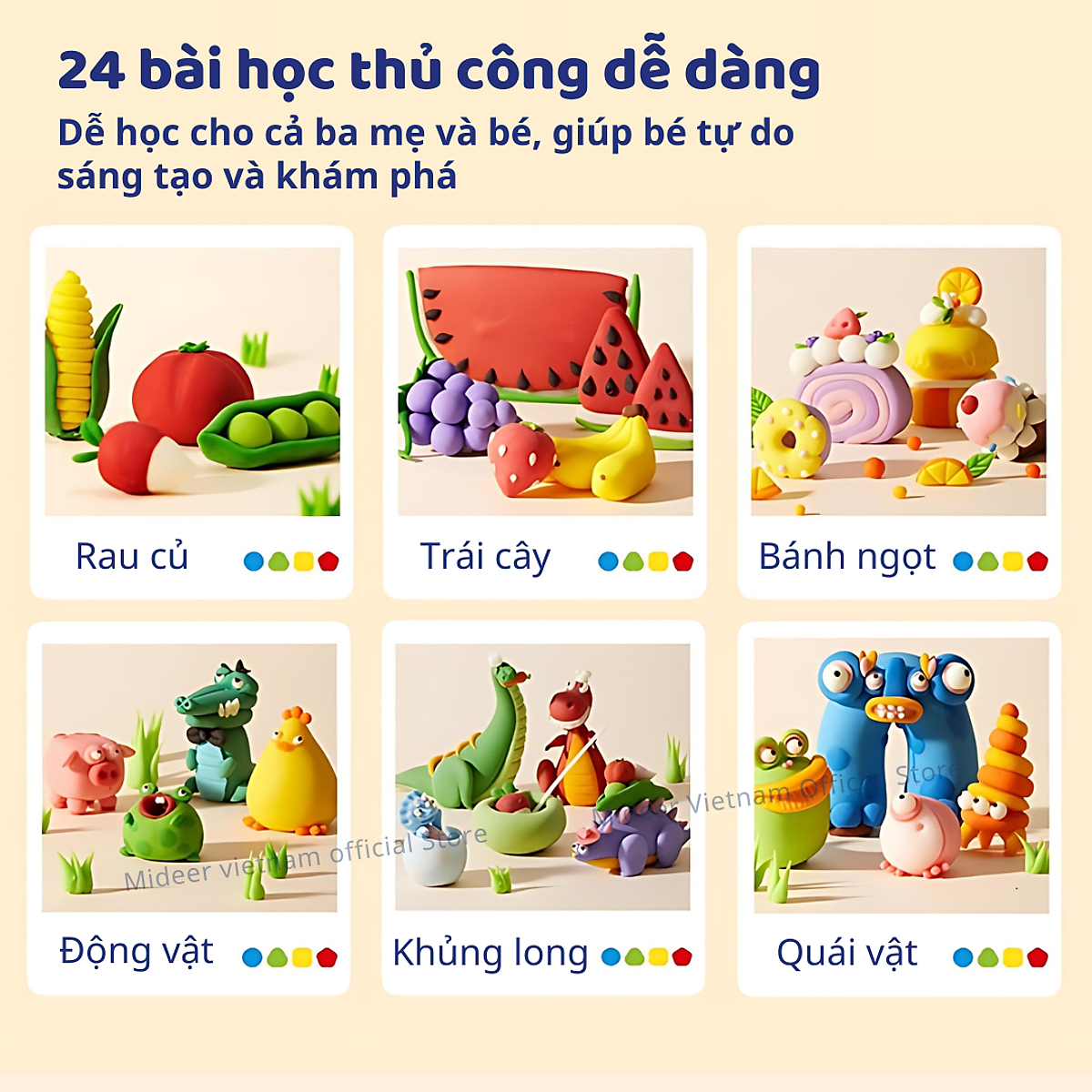 Đất nặn an toàn cho bé hữu cơ không dính tay mideer Mellow Dough Clay
