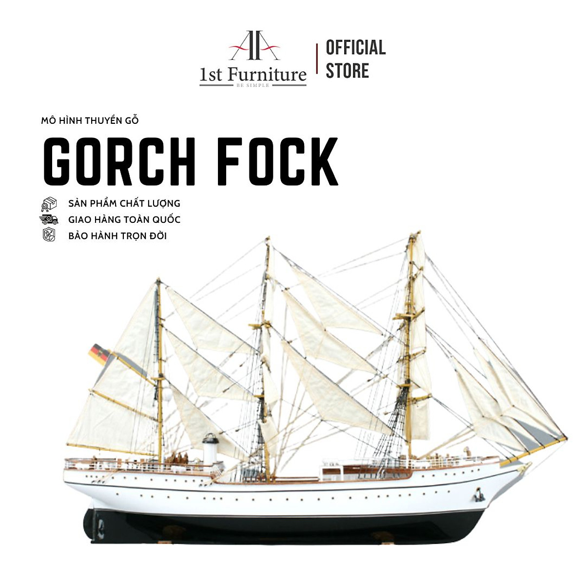 Mua Mô hình Thuyền Cổ GORCH FOCK cao cấp, mô hình thuyền gỗ tự ...