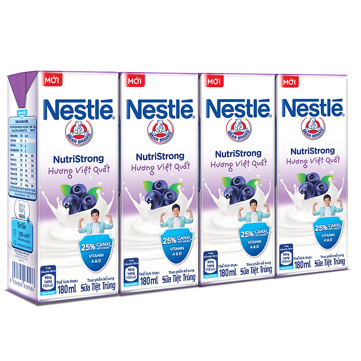 Lốc 4 Hộp Sữa Nước Nestlé Uống Liền Hương Việt Quất (180ml x 4)