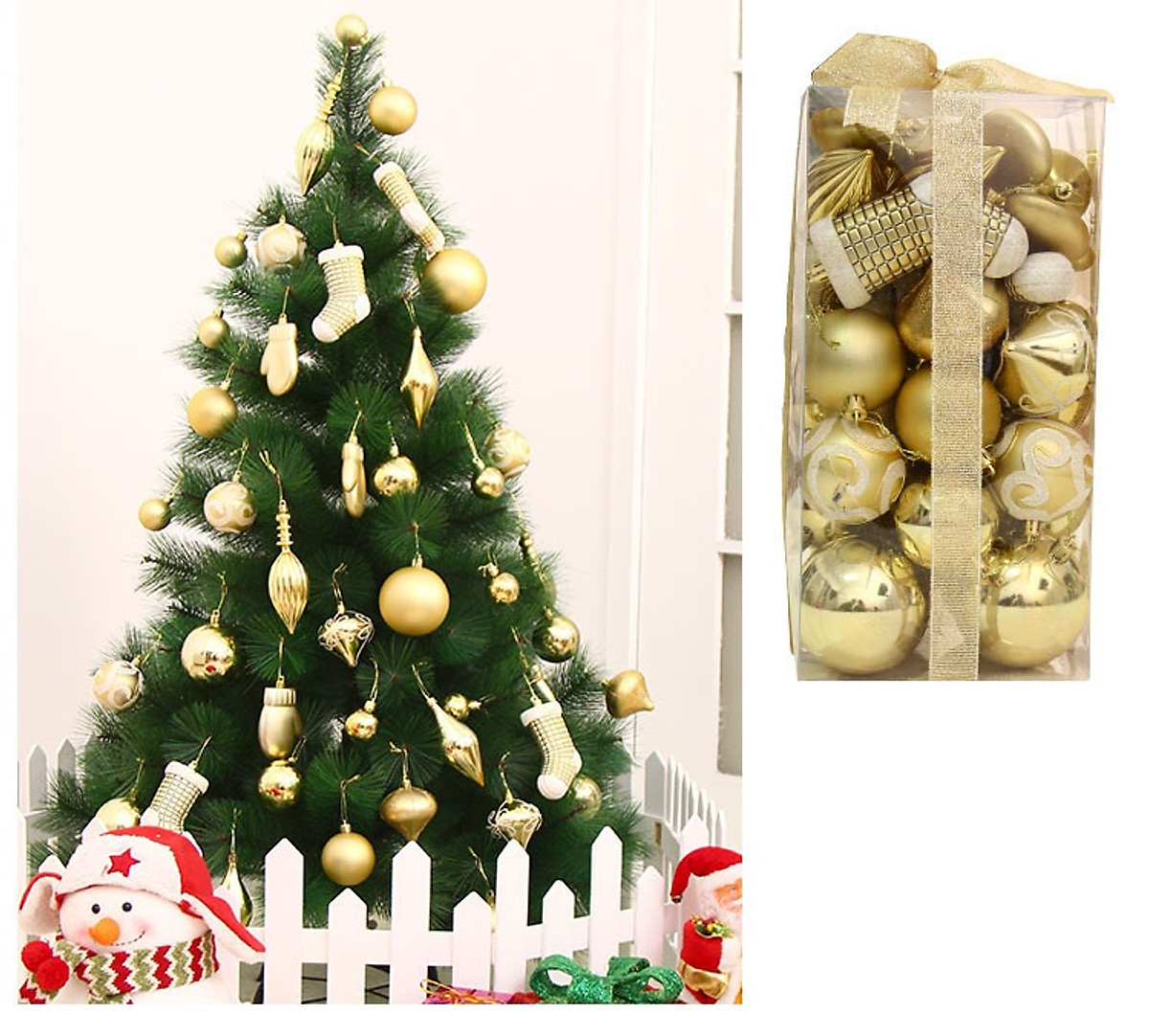 trang trí cây thông noel với quả châu